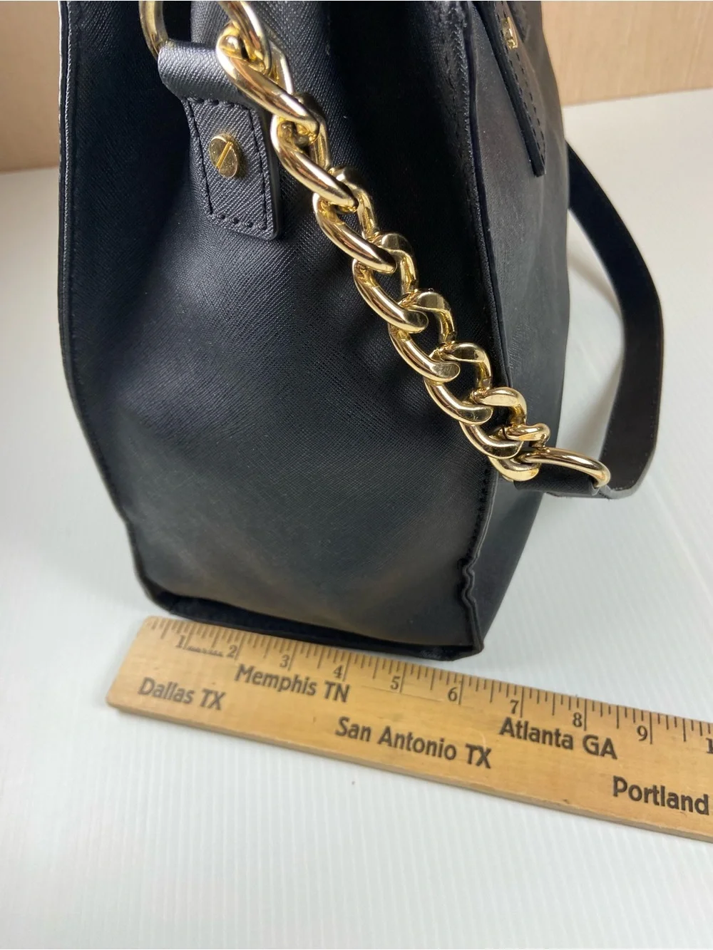 Michael Kors Hamilton Black Saffiano Leather Satchel Shoulder Bag